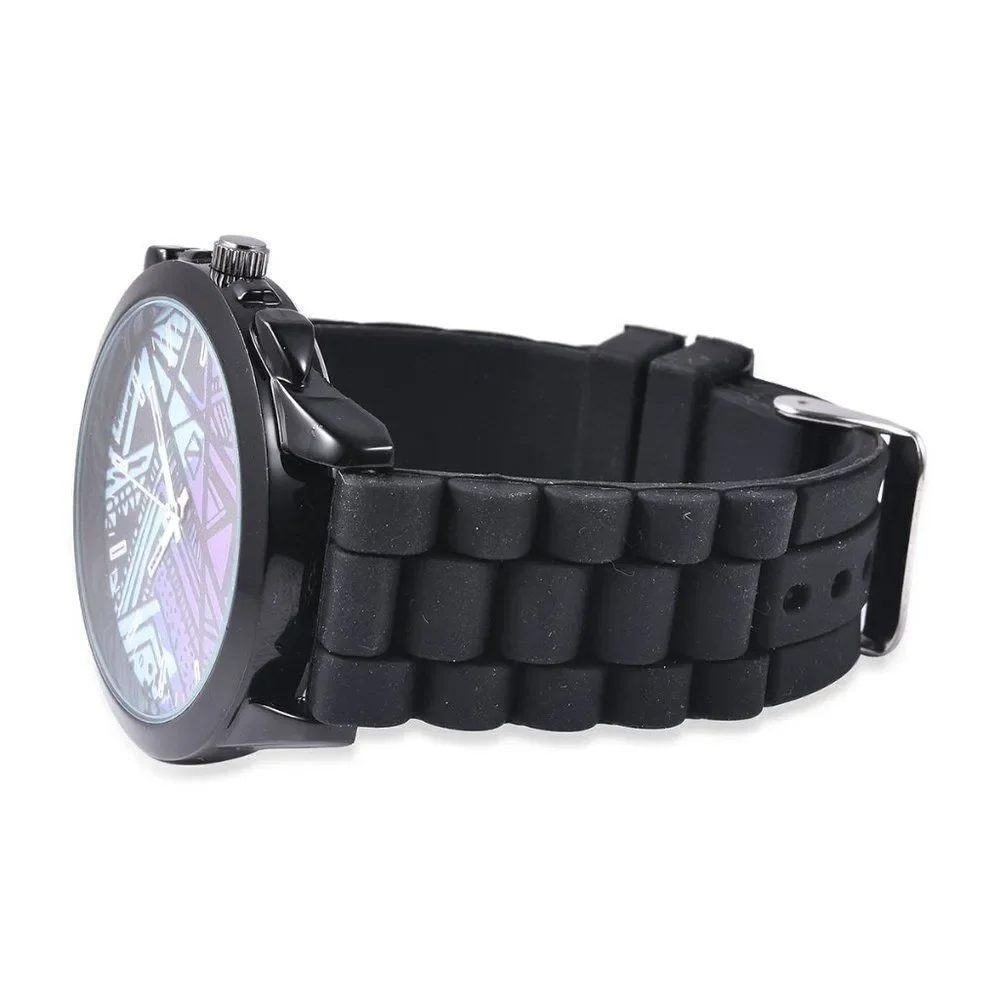 STRADA Geometric Pattern Watch with Black S…